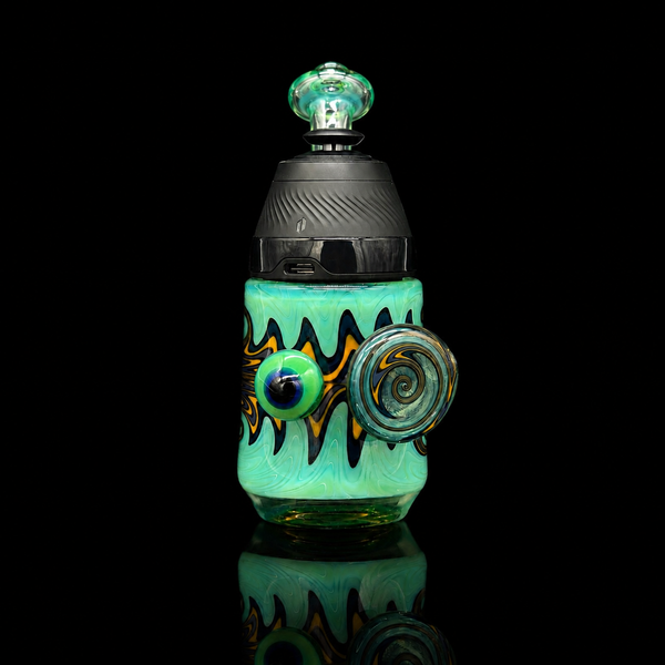 Smiley Glass - Aqua Storm Wig Wag Puffco Proxy Sherlock Glass Pipe