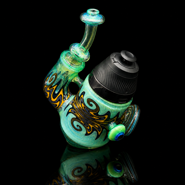 Smiley Glass - Aqua Storm Wig Wag Puffco Proxy Sherlock Glass Pipe