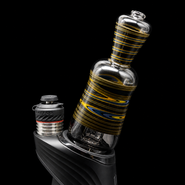 Smiley Glass – Midnight Gold Linework Puffco Peak Pro Glass Attachment