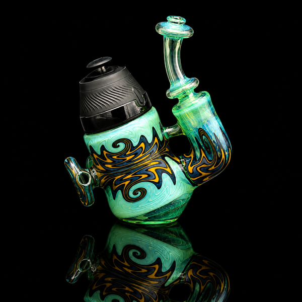 Smiley Glass - Aqua Storm Wig Wag Puffco Proxy Sherlock Glass Pipe