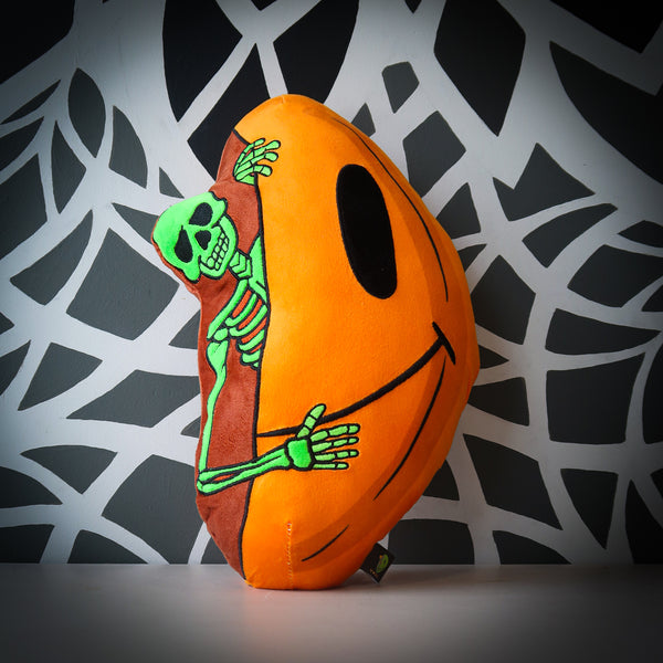 Trevy Metal Collector's Toy - Orange Plushy Smiley Face Skeleton